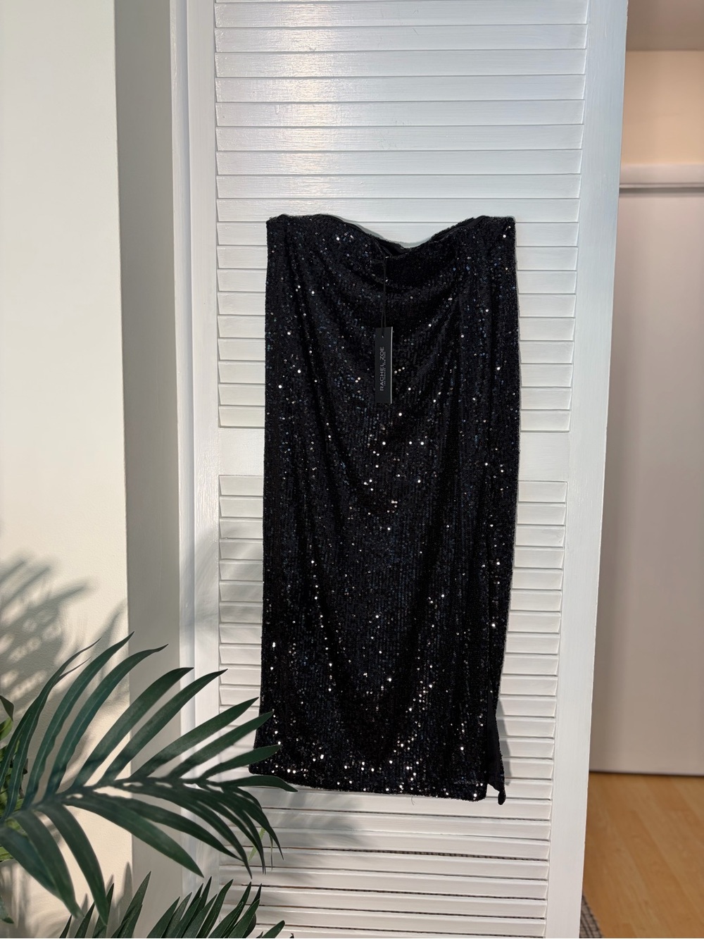 Rachel Zoe Black Sequin Midi Skirt